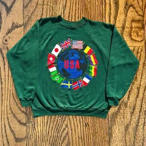 Vintage USA World Flags Crewneck Sweatshirt